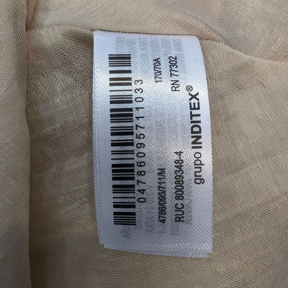 New ZARA Satin Midi Long Slip Skirt Beige Marble Neutral Nude Sz M Beads Sheer - Picture 7 of 14